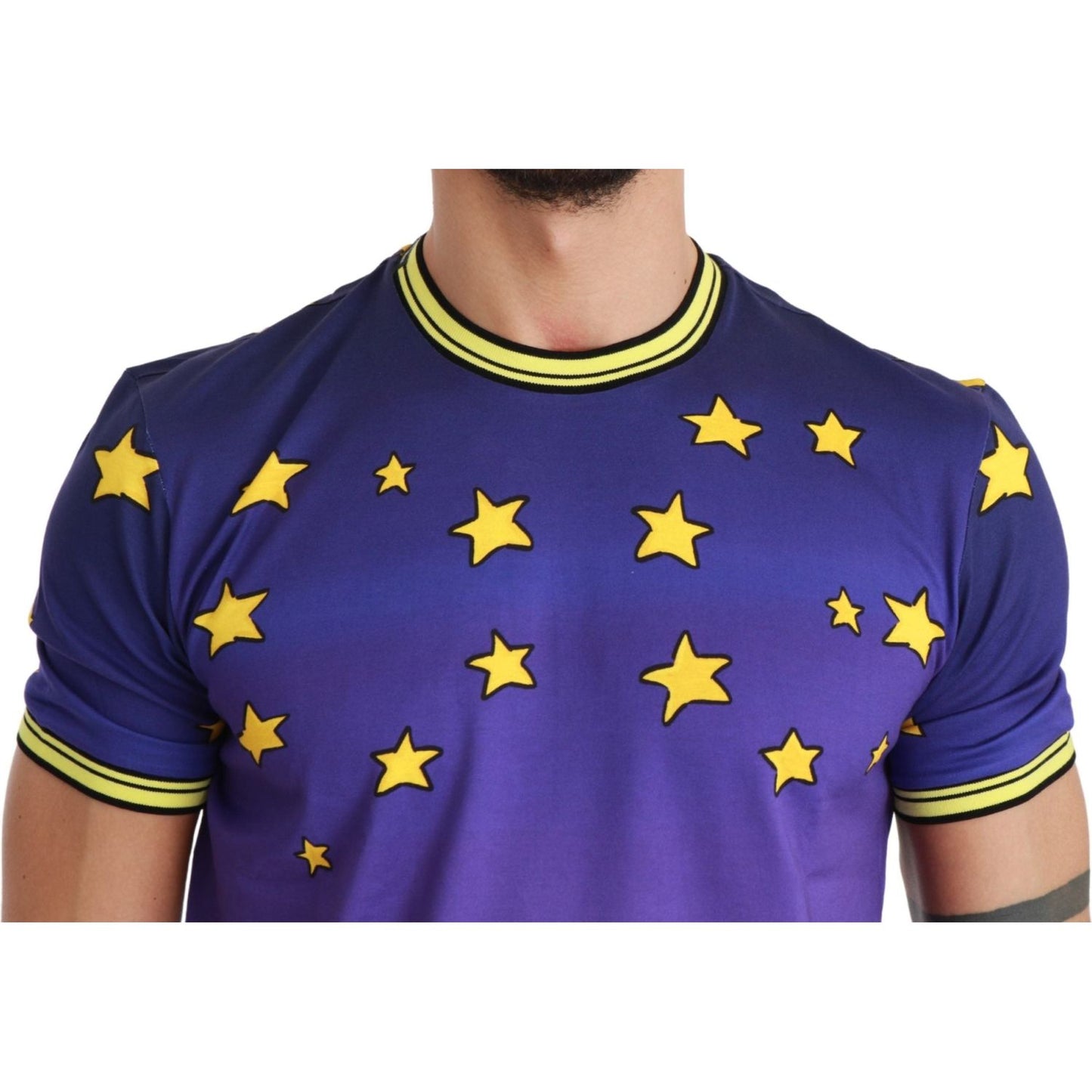 Dolce & Gabbana Purple Cotton Round Neck T-Shirt with Pig Motif Dolce & Gabbana