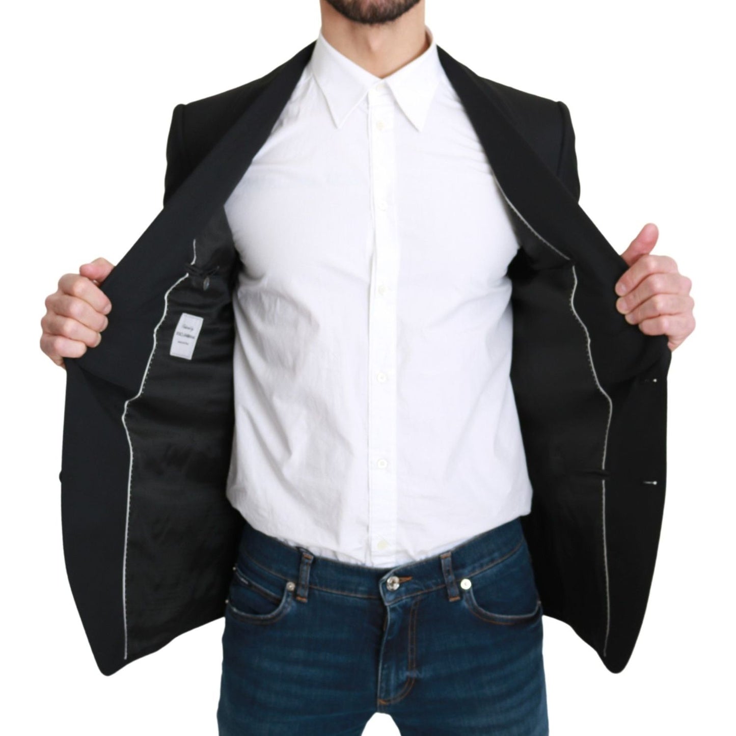 Dolce & Gabbana Black Single Breasted Formal Wool Blazer