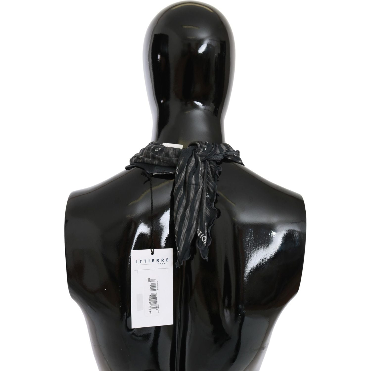 Costume National Black Gray Viscose Foulard Branded Scarf