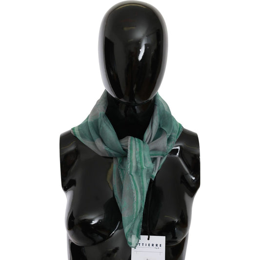 Costume National Green Silk Shawl Foulard Wrap Scarf Costume National