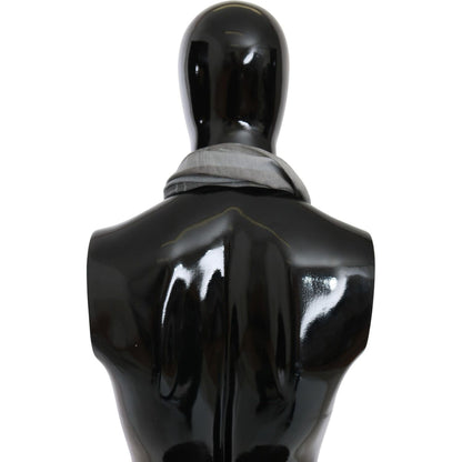 GF Ferre Gray Wool Viscose Foulard Patterned Branded Scarf GF Ferre