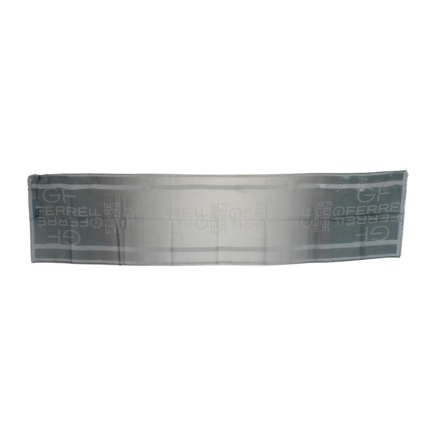 GF Ferre Gray Wool Viscose Foulard Patterned Branded Scarf GF Ferre