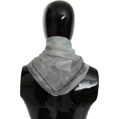 Costume National Gray Silk Shawl Foulard Wrap Scarf