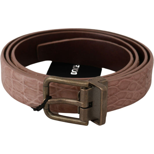 Dolce & Gabbana Elegant Exotic Skin Brushed Gold Buckle Belt Belt Dolce & Gabbana