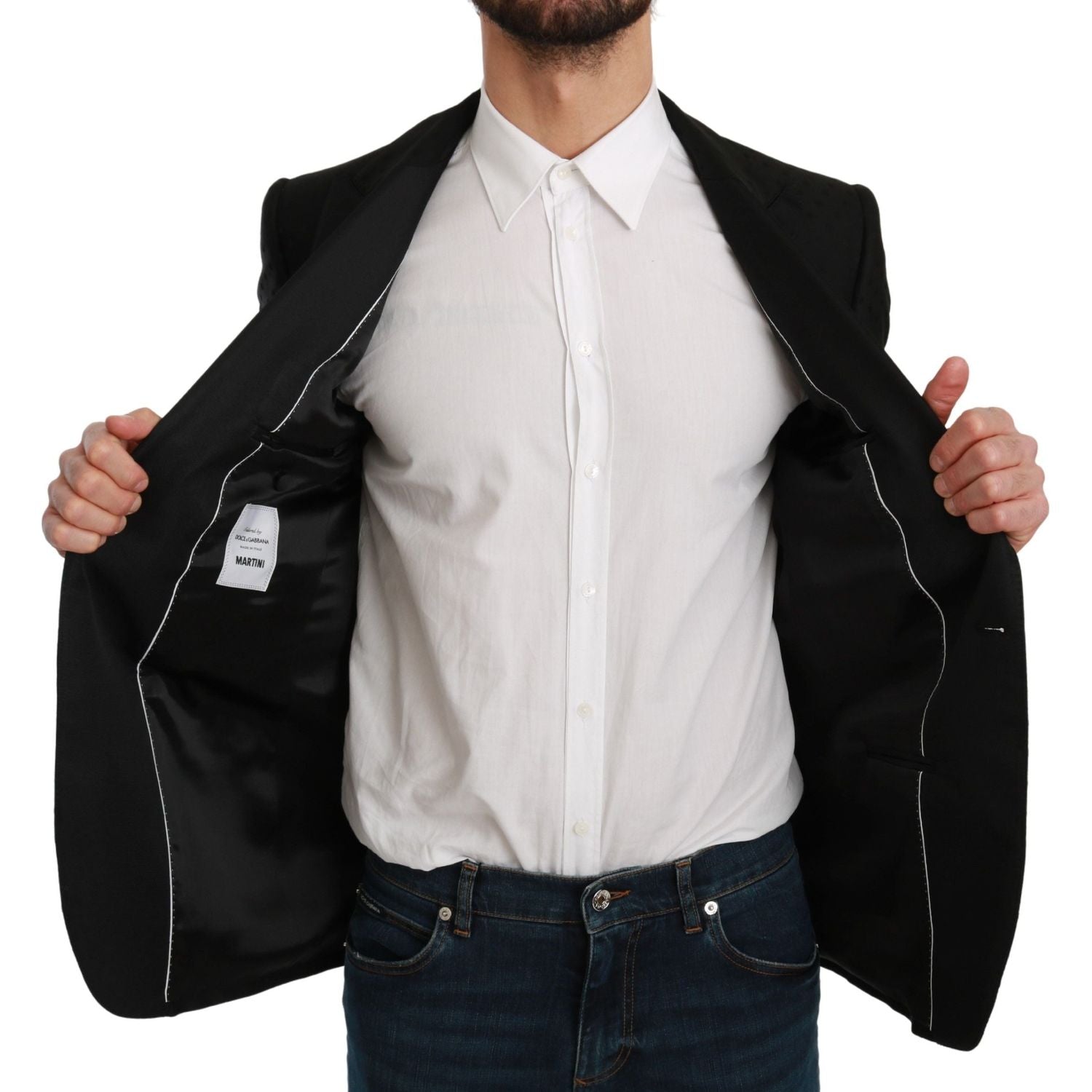 优雅黑色圆点羊毛混纺西装外套