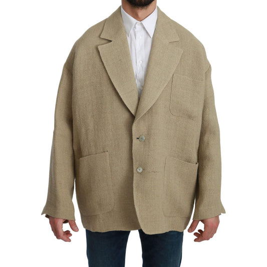 Dolce & Gabbana Beige Jacket Coat 100% Jute Blazer Coat Dolce & Gabbana