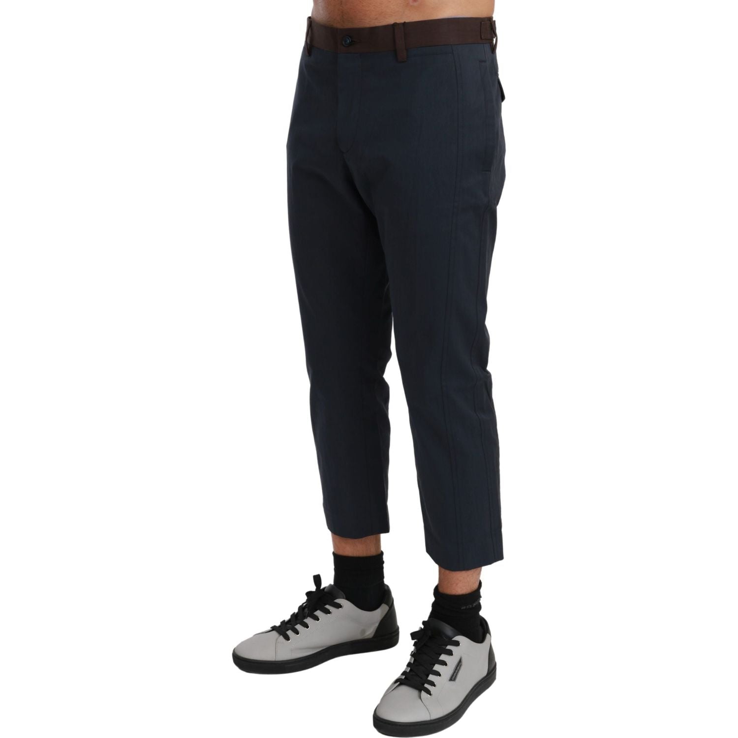 Dolce & Gabbana Brown Stripes Cropped Trousers Pants