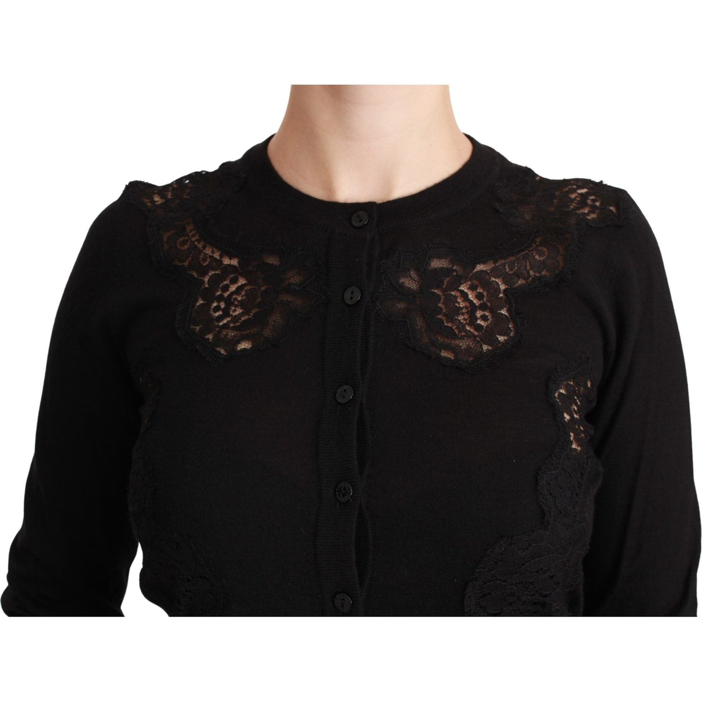 Dolce & Gabbana Elegant Cashmere Silk Blend Lace Cardigan Dolce & Gabbana