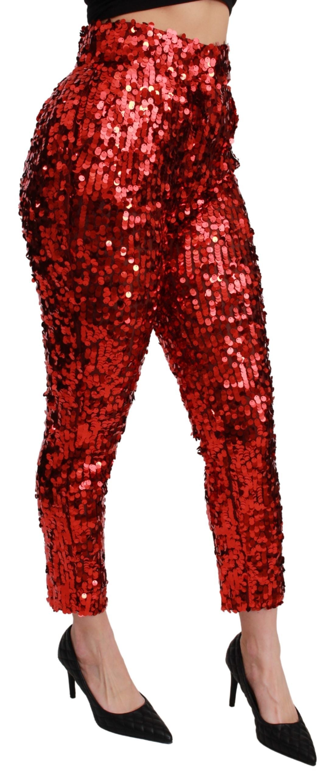 Dolce & Gabbana Elegant High-Waist Cropped Red Trousers Dolce & Gabbana