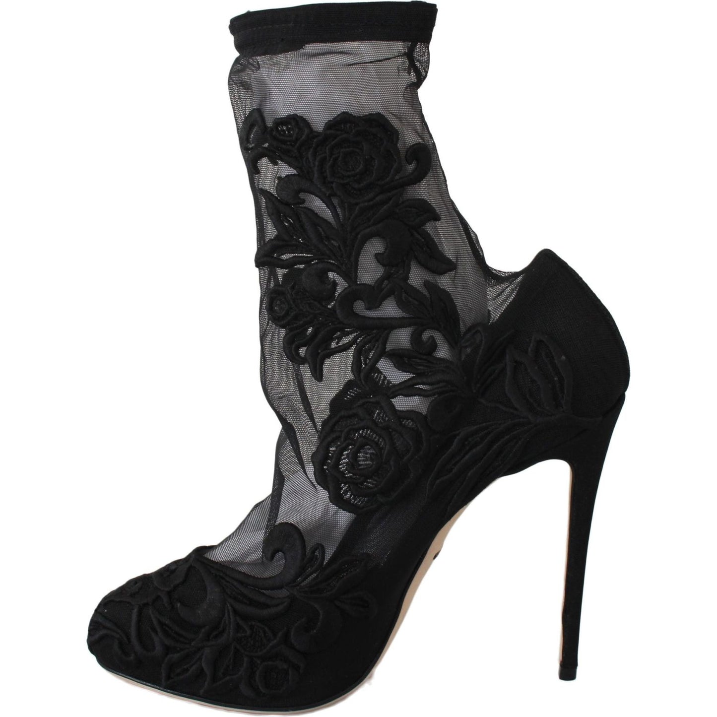 Dolce & Gabbana Embroidered Floral Stiletto Socks Booties Shoes Dolce & Gabbana