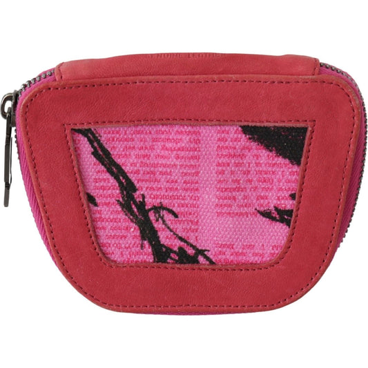 PINKO Pink Suede Printed Coin Holder Women Fabric Zippered Purse PINKO