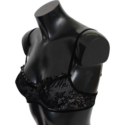 Ermanno Scervino Black Mesh Balconcino Bra Nylon Underwear