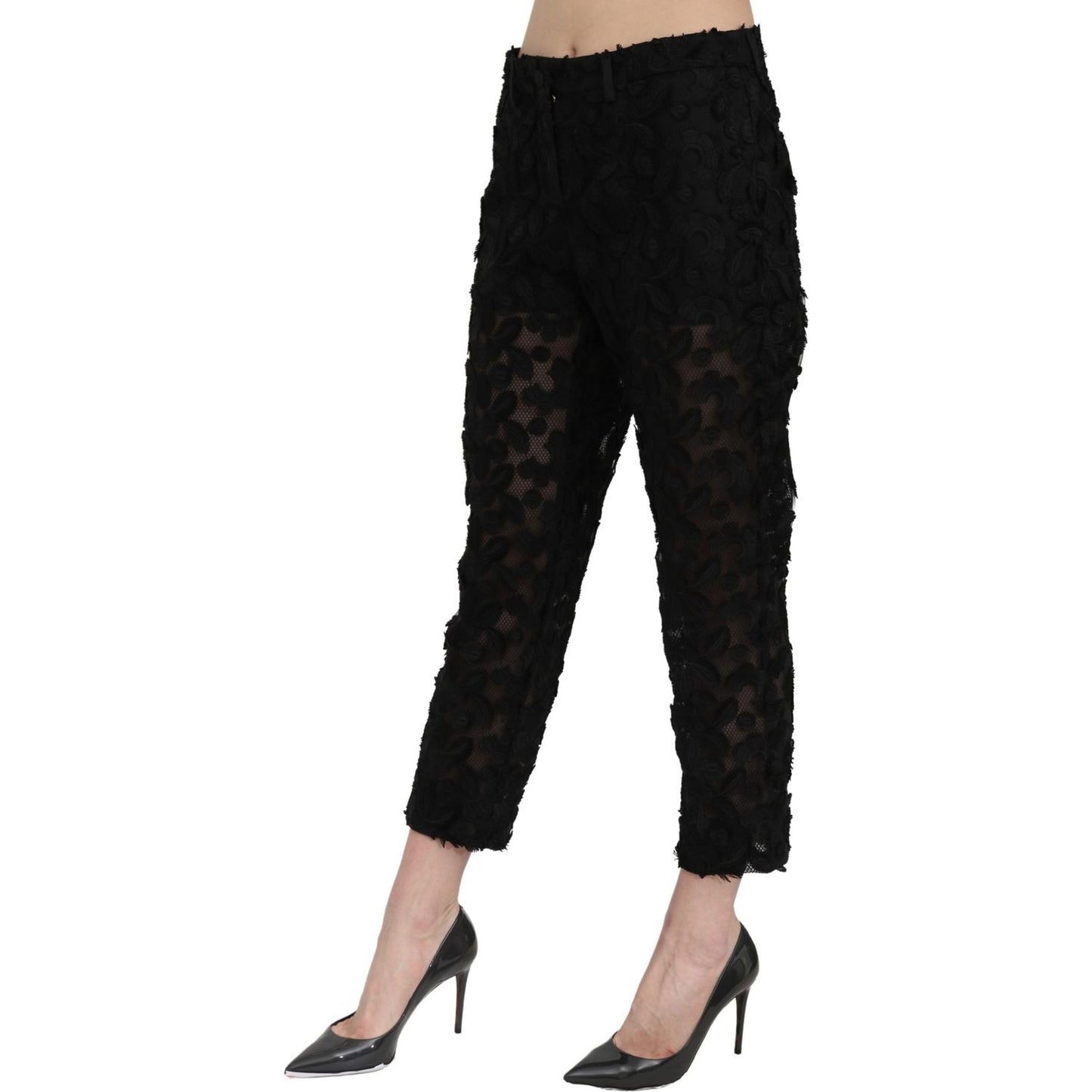 Dolce & Gabbana Elegant Straight Cropped Lace Trousers Jeans & Pants Dolce & Gabbana