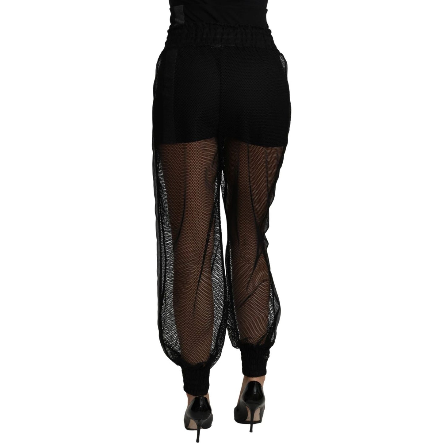Dolce & Gabbana Black See Through Jogger Polyester Pants Dolce & Gabbana