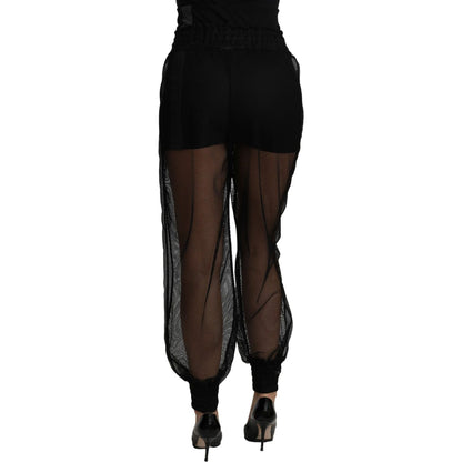 Dolce & Gabbana Black See Through Jogger Polyester Pants Dolce & Gabbana
