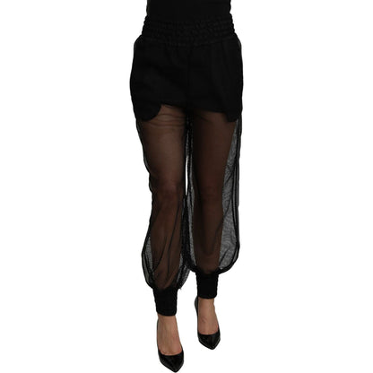 Dolce & Gabbana Black See Through Jogger Polyester Pants Dolce & Gabbana