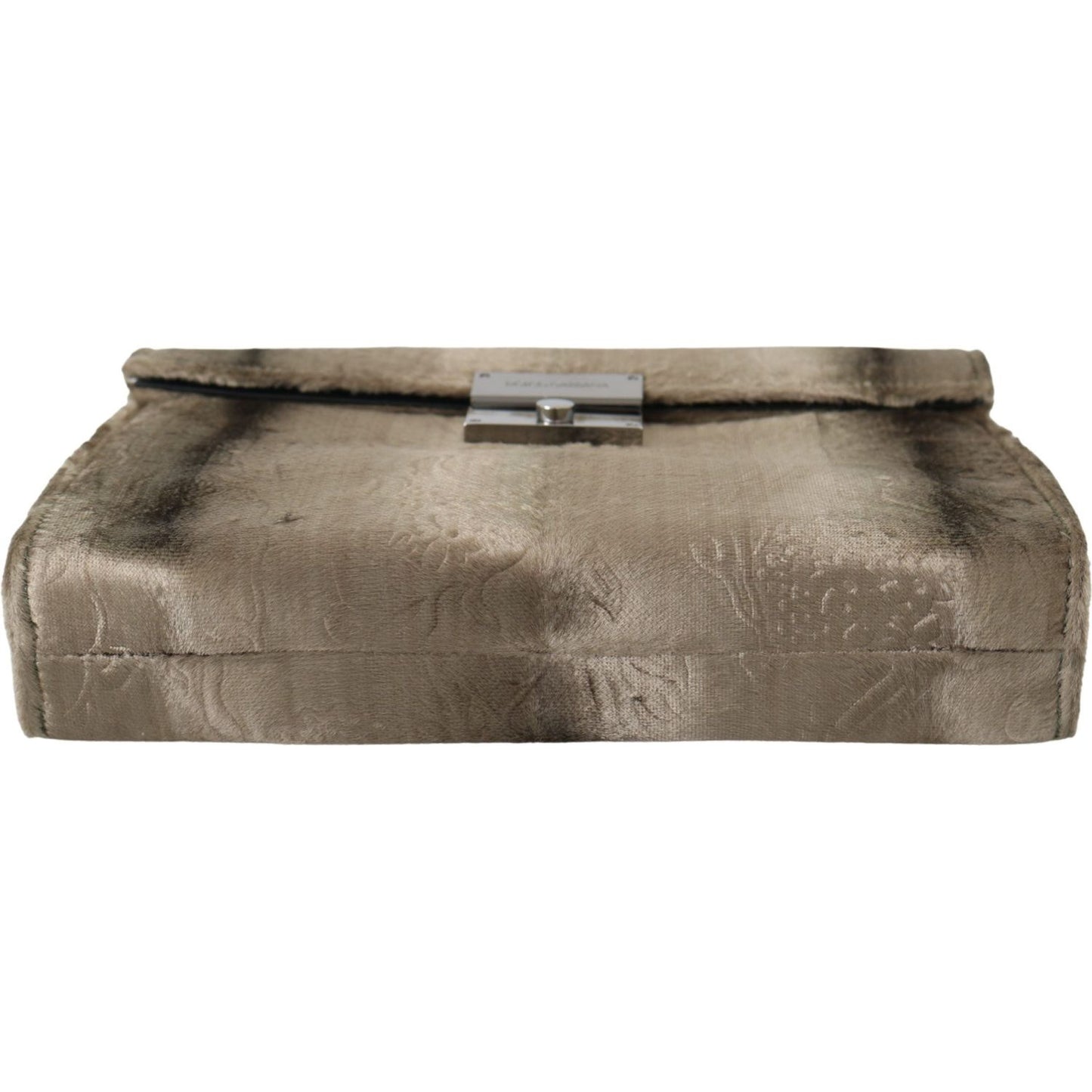 Dolce & Gabbana Beige Velvet Floral Leather Men Document Briefcase Clutch