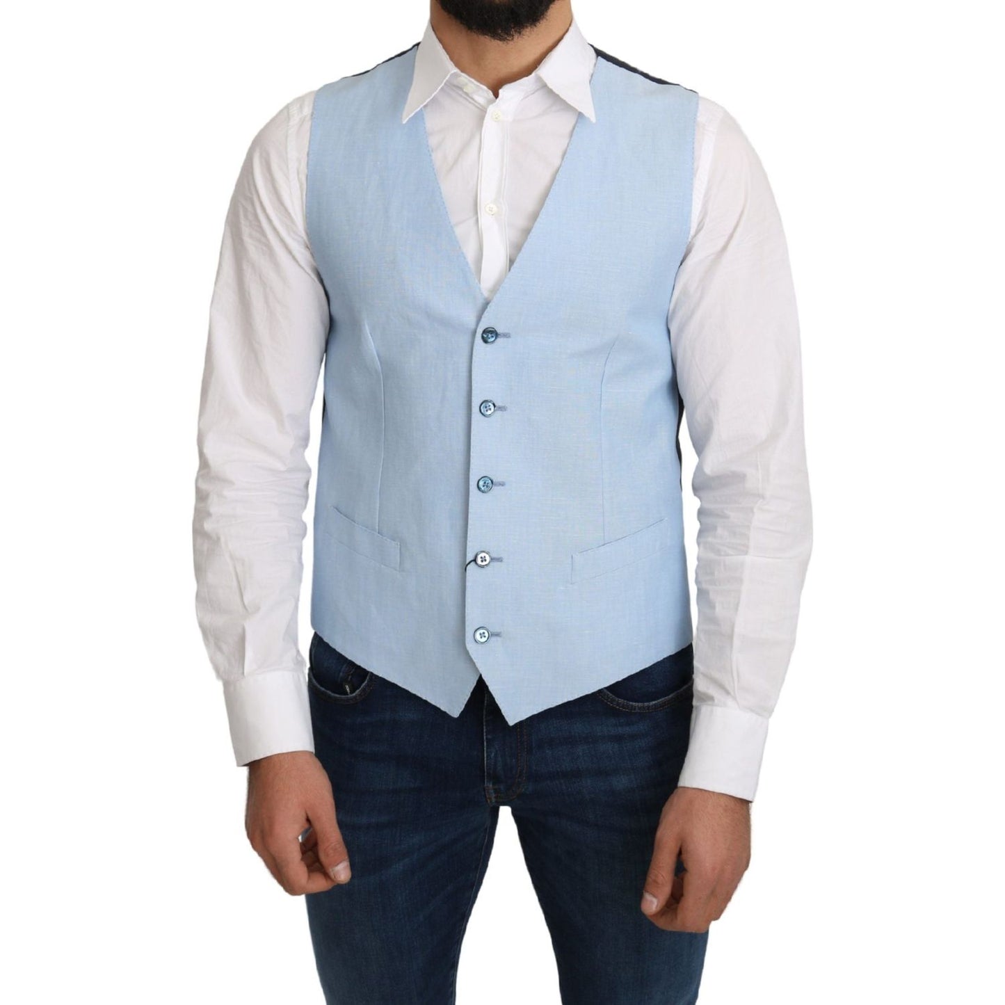 Dolce & Gabbana Elegant Azure Men's Formal Vest Dolce & Gabbana