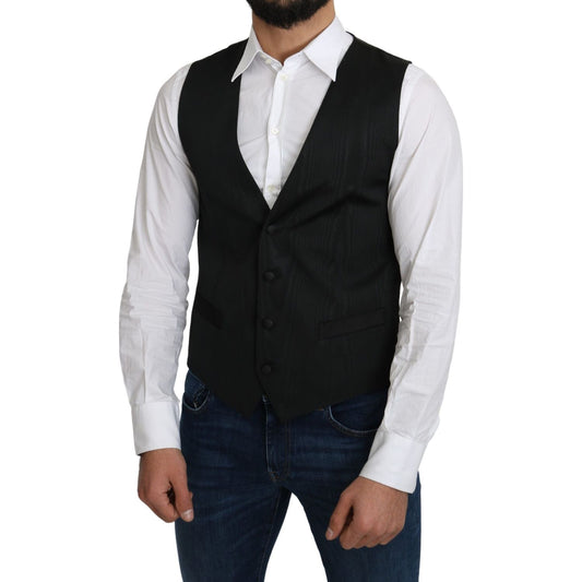 Dolce & Gabbana Elegant Silk Formal Gray Vest Dolce & Gabbana