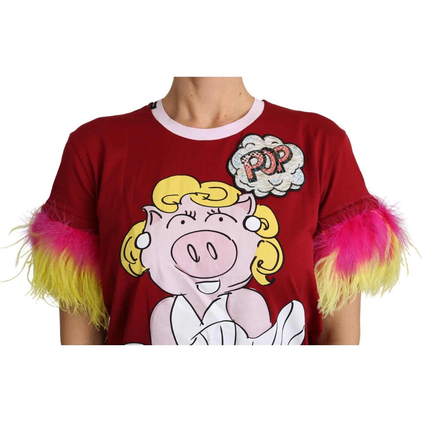 Dolce & Gabbana Chic Red Pig Print Crew Neck T-Shirt Dolce & Gabbana