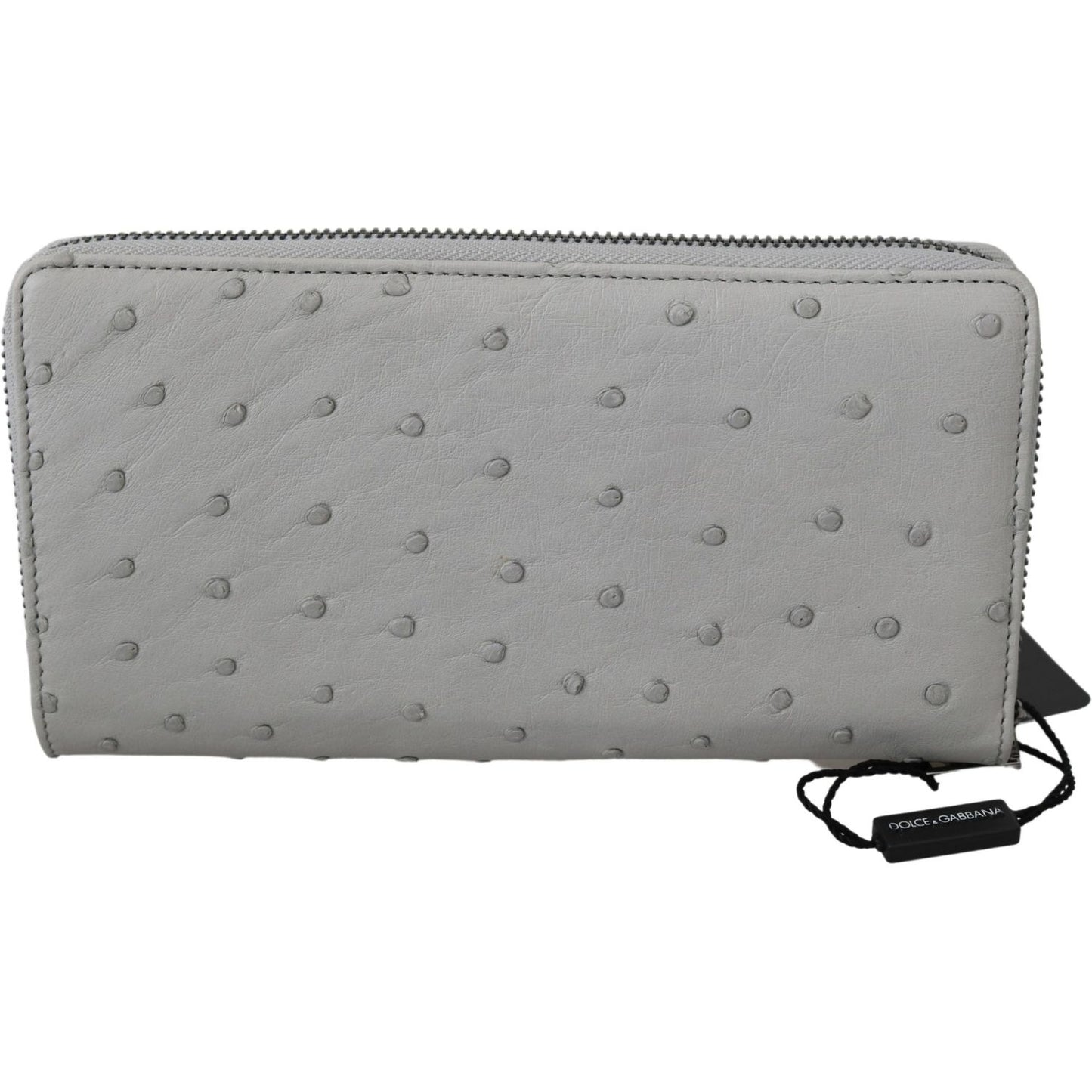 Dolce & Gabbana White Ostrich Leather Continental Mens Clutch Wallet Clutch