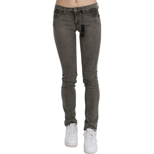 Costume National Gray Low Waist Skinny Denim Cotton Jeans Costume National