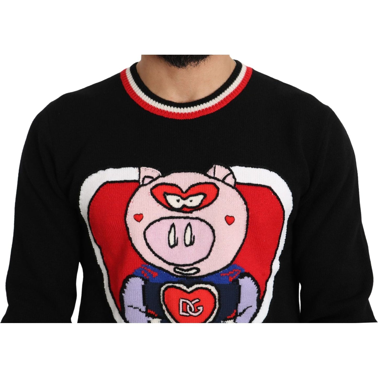 Dolce & Gabbana Black Cashmere Pig of the Year Pullover Sweater Dolce & Gabbana