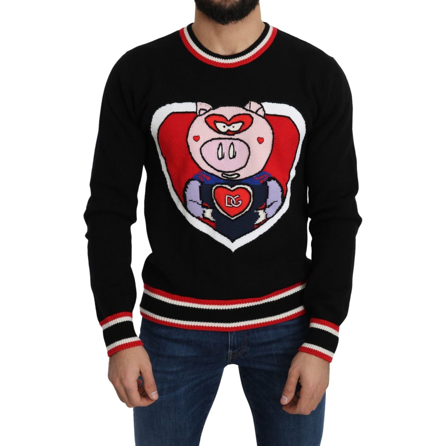 Dolce & Gabbana Black Cashmere Pig of the Year Pullover Sweater Dolce & Gabbana
