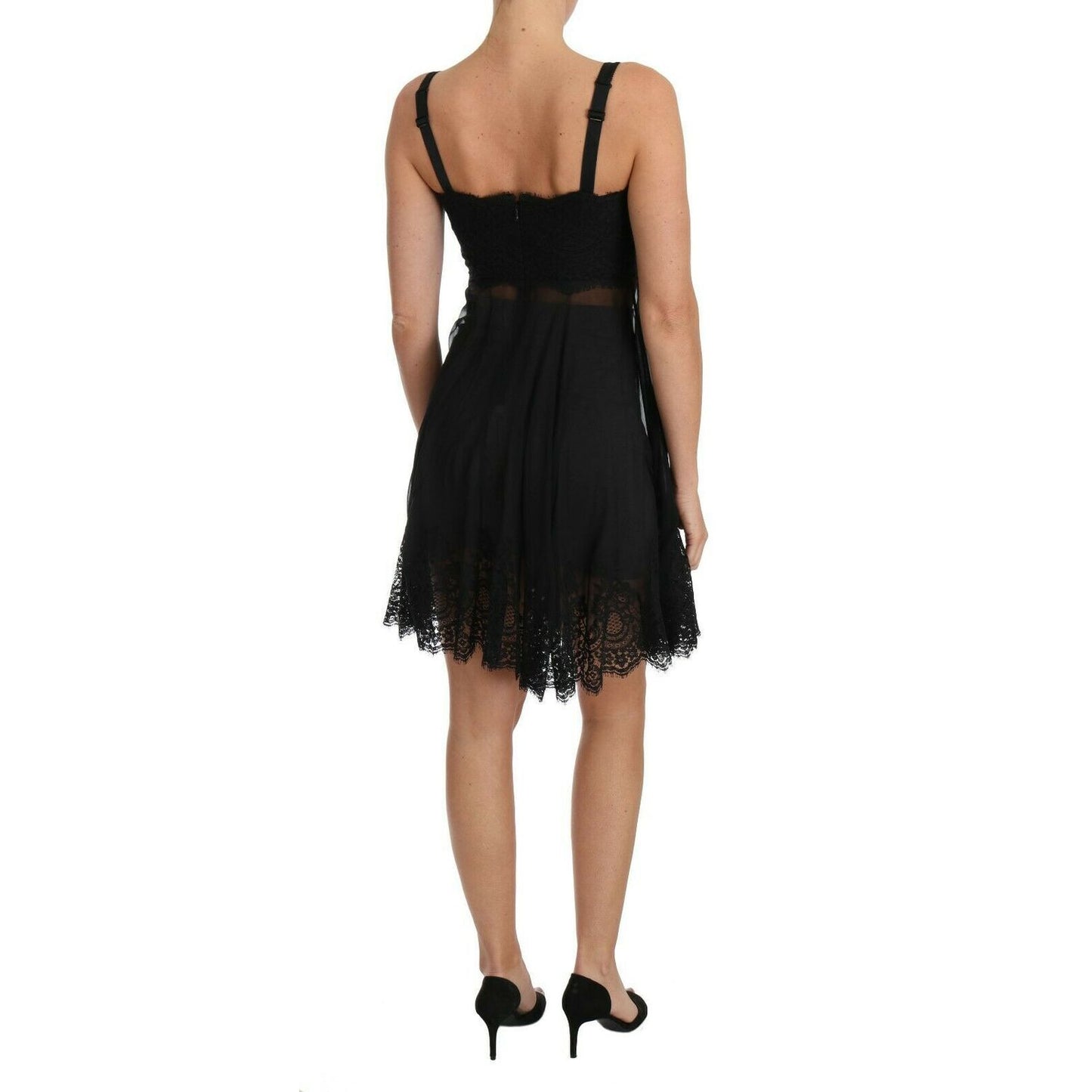 Dolce & Gabbana Black Silk Lace Dress Chemise Lingerie