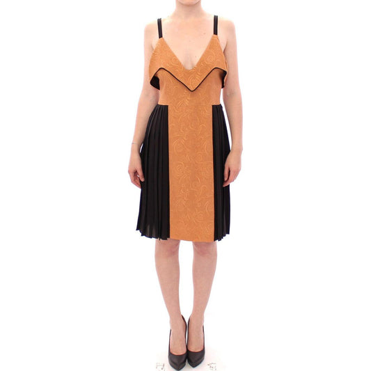 FILOS Silk Bronze & Black Sleeveless Sheath Dress Dresses FILOS