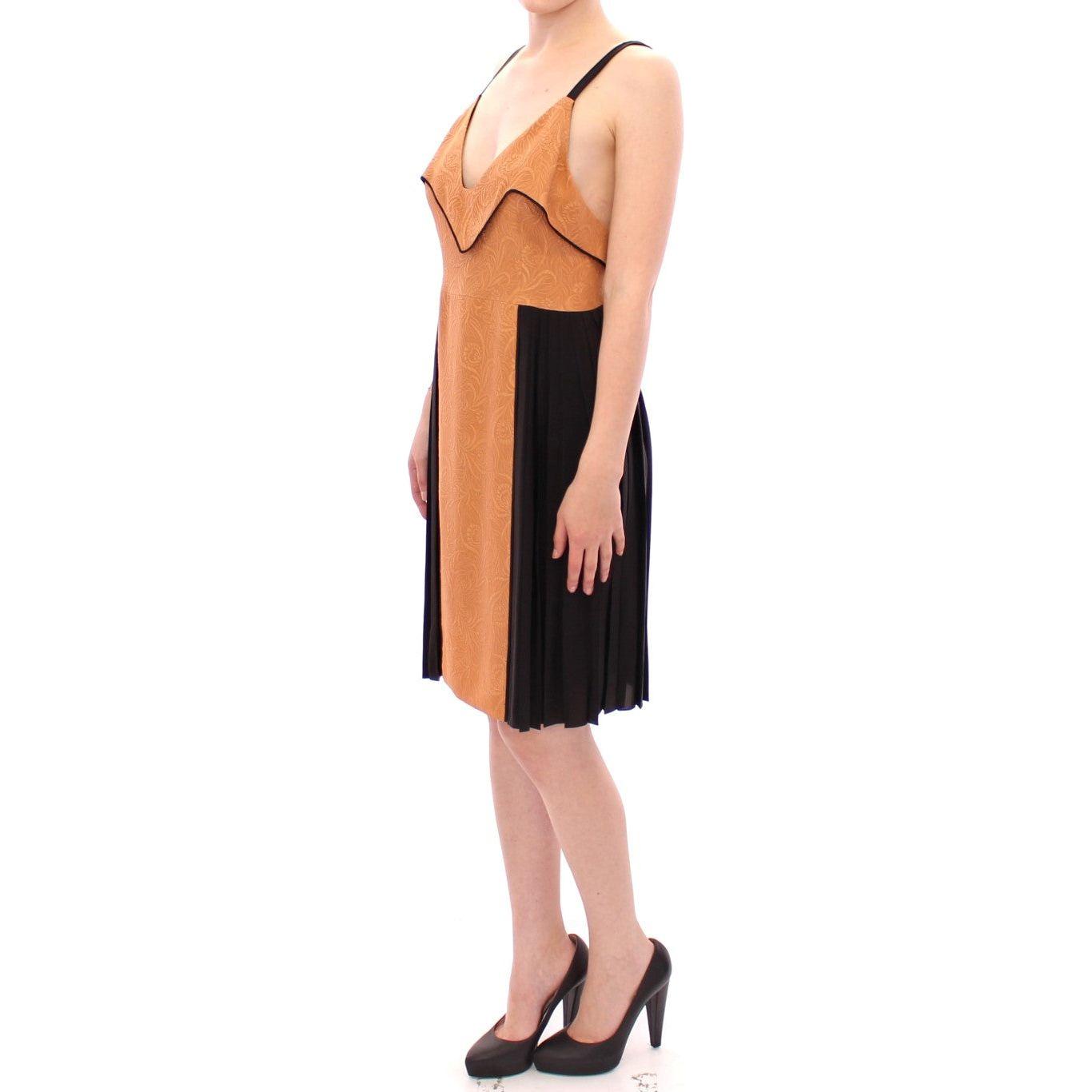 FILOS Black Bronze Silk Sleeveless Above Sheath Dress