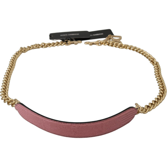 Dolce & Gabbana Pink Leather Gold Chain Accessory Shoulder Strap Dolce & Gabbana