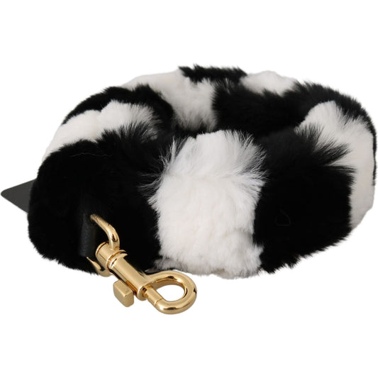 Dolce & Gabbana Black White Lapin Fur Accessory Shoulder Strap Dolce & Gabbana