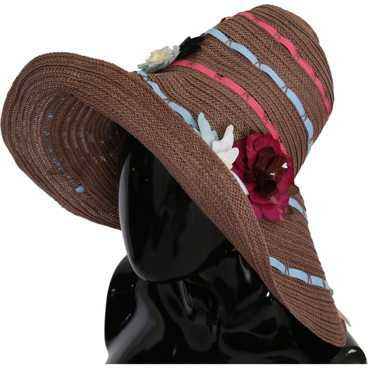 Dolce & Gabbana Elegant Floppy Straw Hat with Floral Accents Hat Dolce & Gabbana