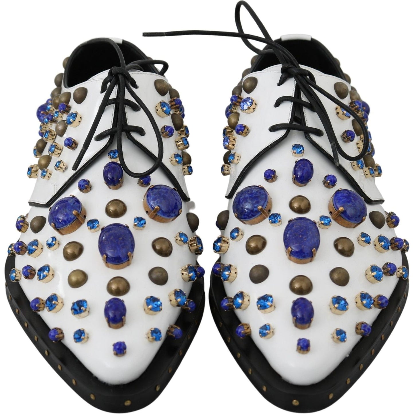 Dolce & Gabbana Elegant White Leather Dress Shoes With Crystals Dolce & Gabbana