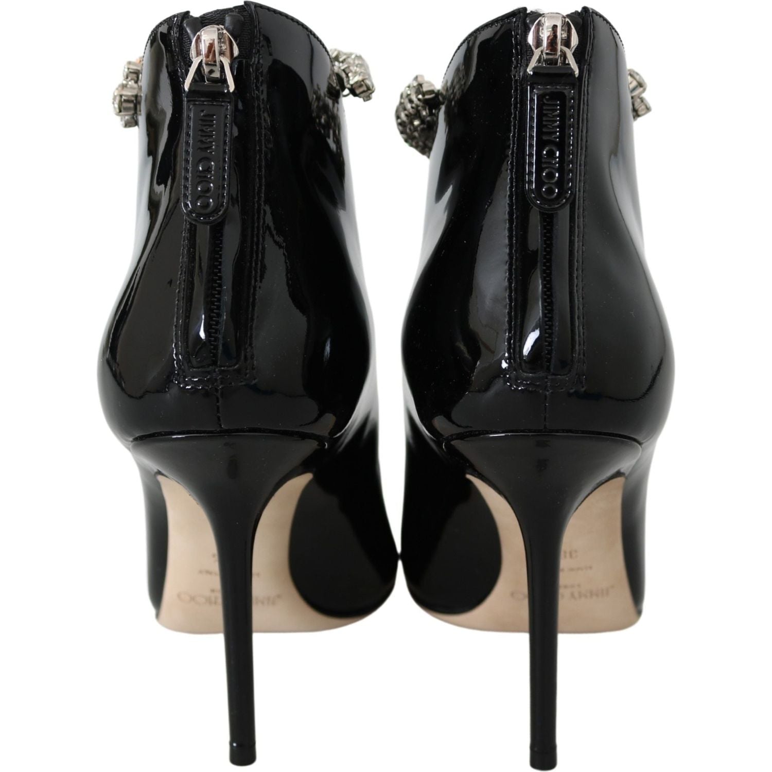 Jimmy Choo Black Leather Blaize 100 Pat Boots Shoes