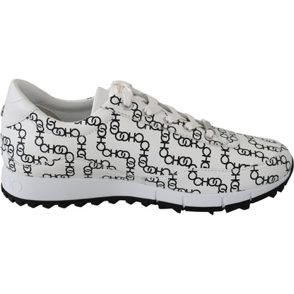 Jimmy Choo White and Black Leather Monza Sneakers