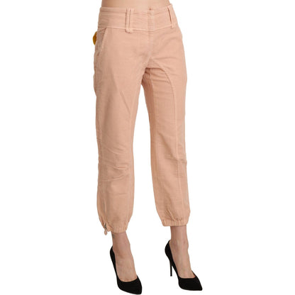 Ermanno Scervino Beige Mid Waist Cropped Cotton Trouser Pants