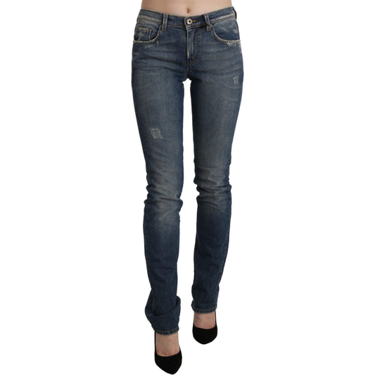 Ermanno Scervino Blue Washed Mid Waist Skinny Denim Jeans Ermanno Scervino