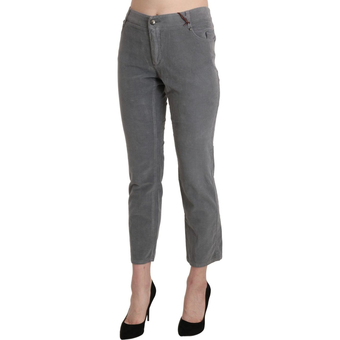 Ermanno Scervino Chic Gray Mid Waist Cropped Trousers Ermanno Scervino