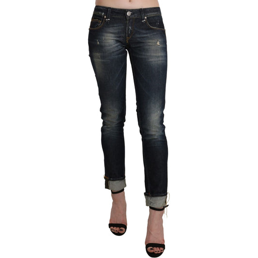 Acht Chic Dark Blue Skinny Cropped Jeans Jeans & Pants Acht