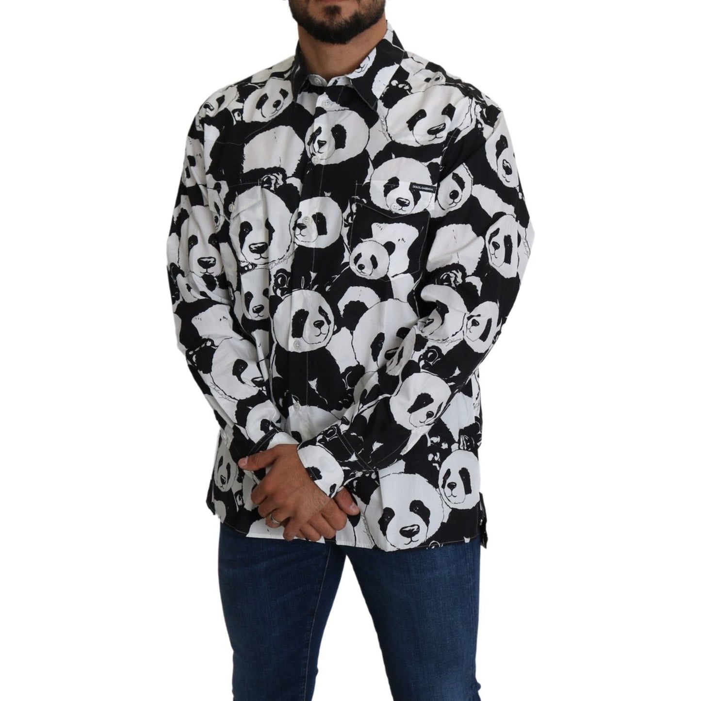 Dolce & Gabbana Panda Print Pure Cotton Shirt - Black White Dolce & Gabbana