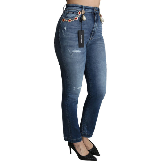 Dolce & Gabbana Enchanted Crystal Studded Blue Jeans Dolce & Gabbana