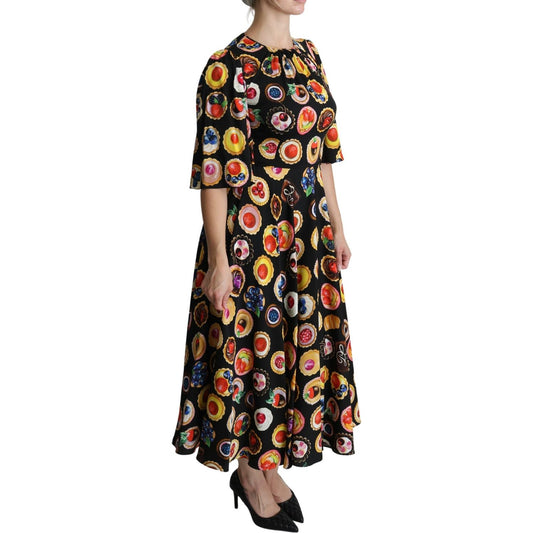 Dolce & Gabbana Chic Multicolor Maxi Desserts Print Dress Dolce & Gabbana