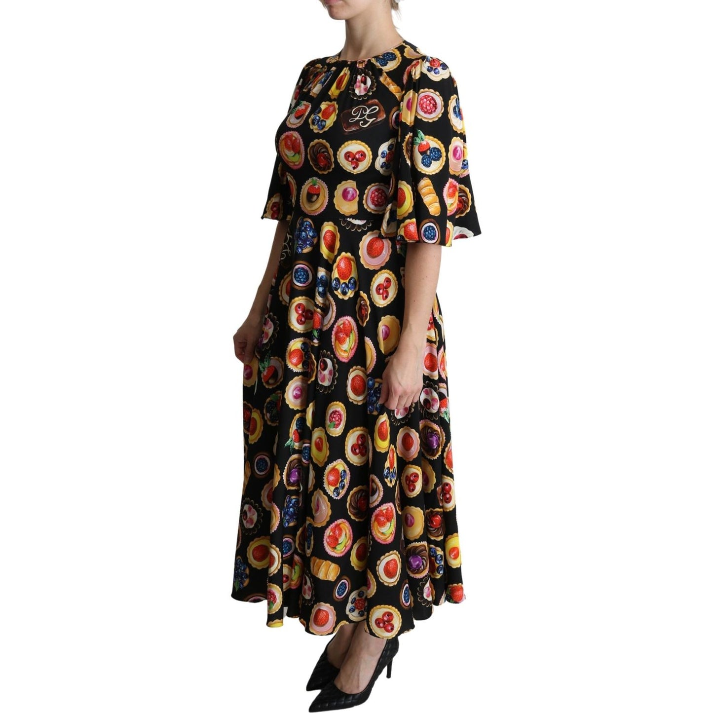 Dolce & Gabbana Chic Multicolor Maxi Desserts Print Dress Dolce & Gabbana