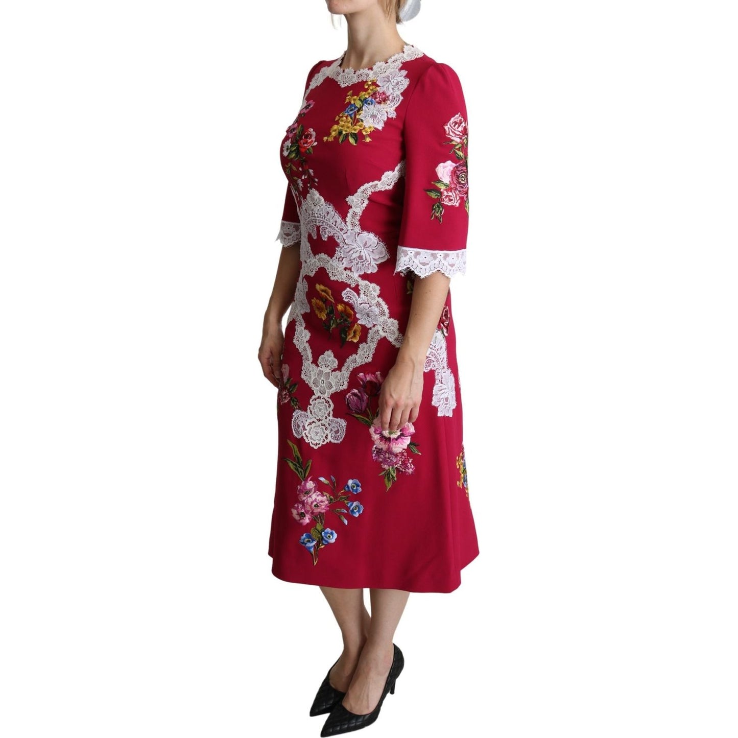 Dolce & Gabbana Floral Embroidered Sheath Midi Dress Dolce & Gabbana