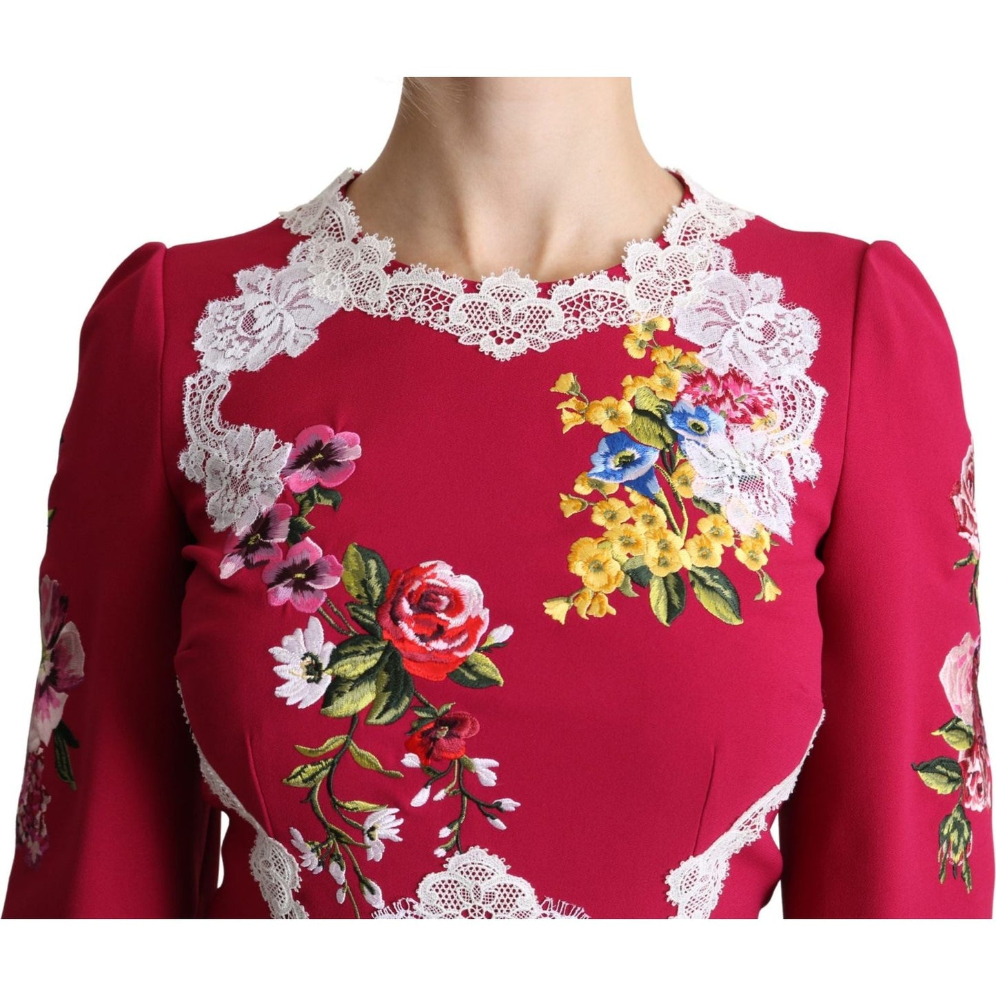 Dolce & Gabbana Floral Embroidered Sheath Midi Dress Dolce & Gabbana