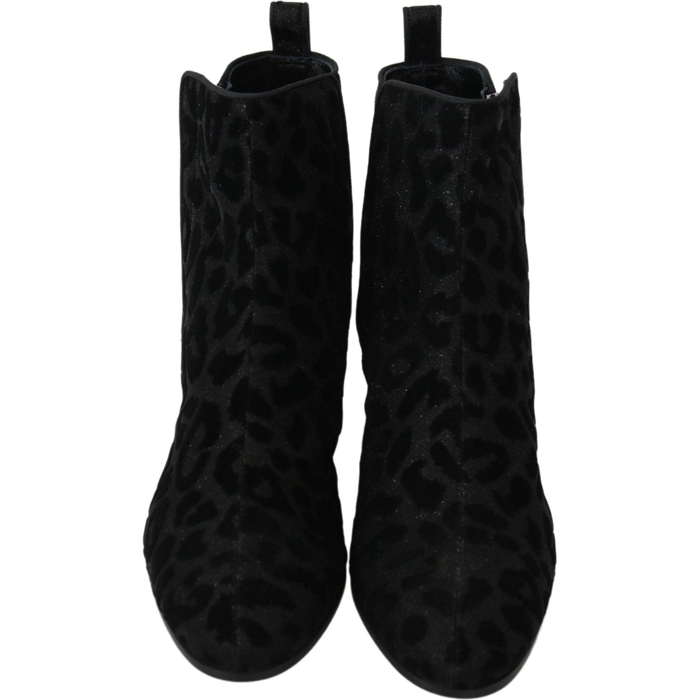 Dolce & Gabbana Elegant Black Leopard Print Short Boots Dolce & Gabbana