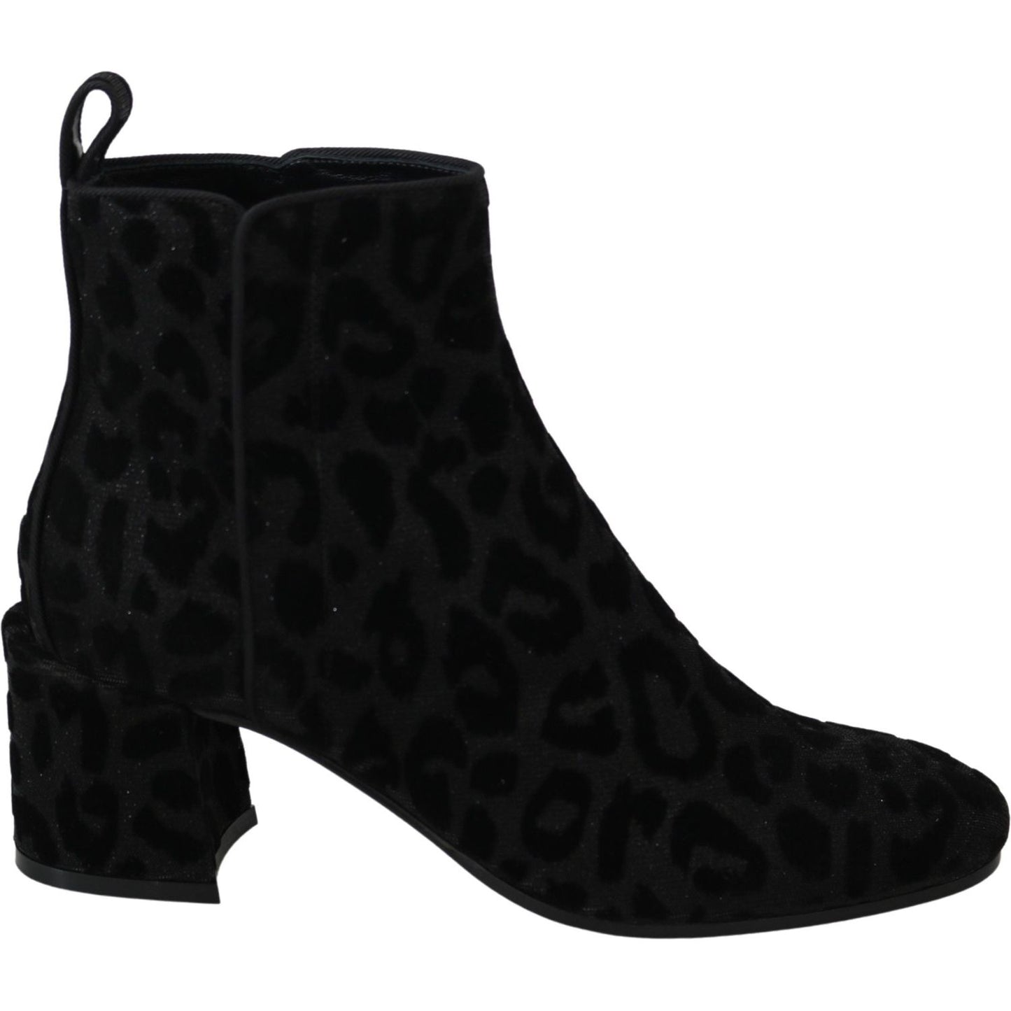 Dolce & Gabbana Elegant Black Leopard Print Short Boots Dolce & Gabbana