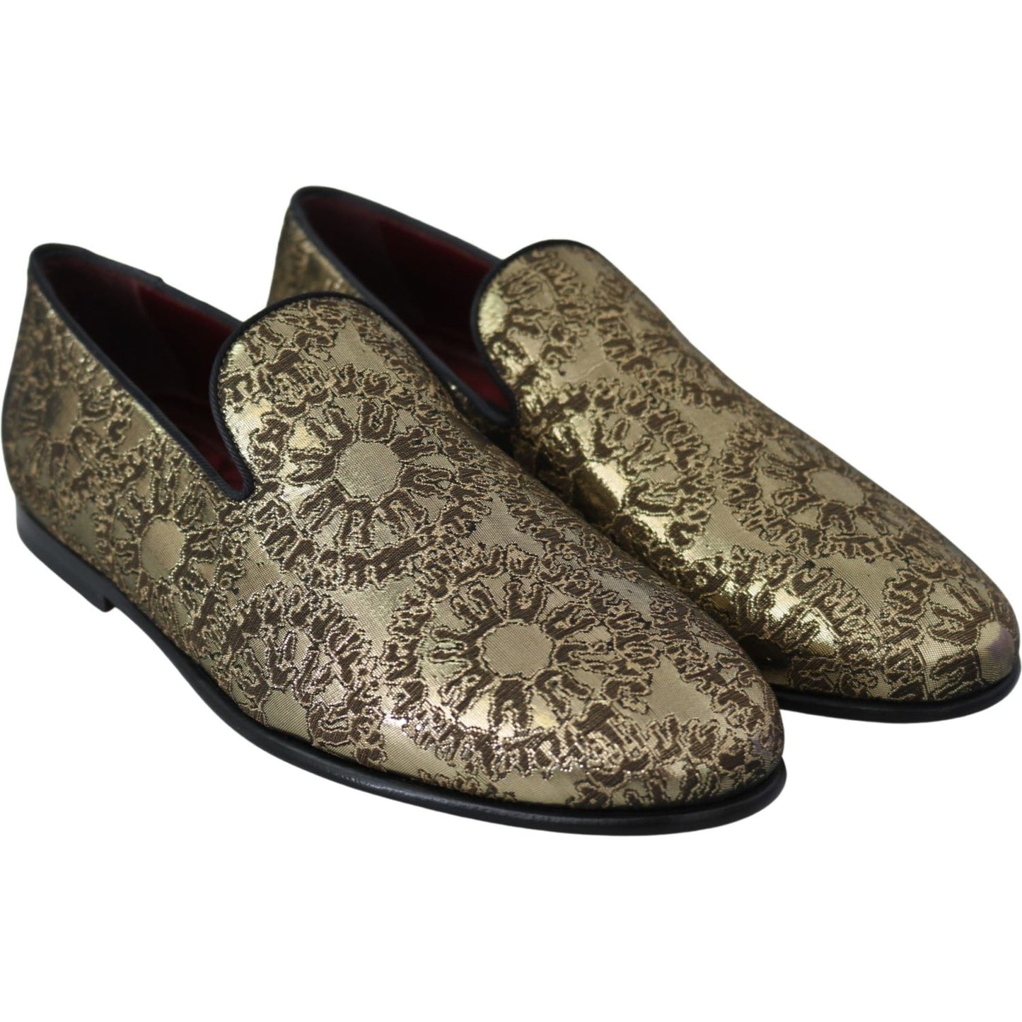 Dolce & Gabbana Gold Bordeaux Loafers Slides Dress Shoes Dolce & Gabbana